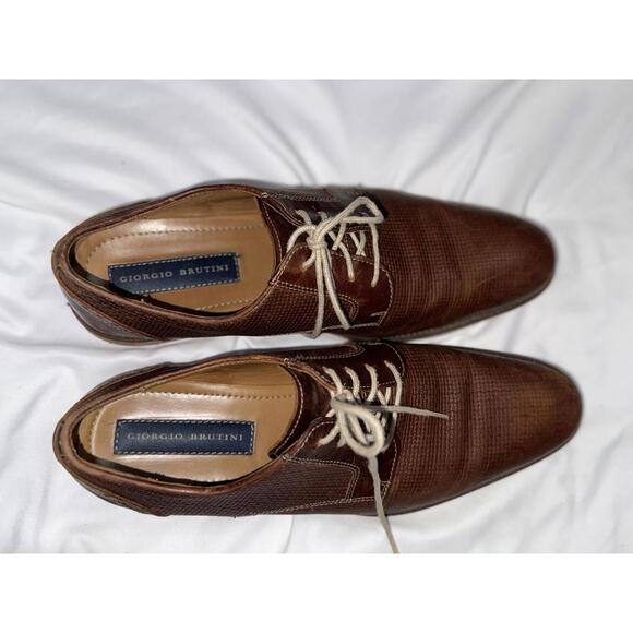 Giorgio Brutini Mens Jeffers 25043 Leather Woven Derby Shoes - Picture 4 of 8